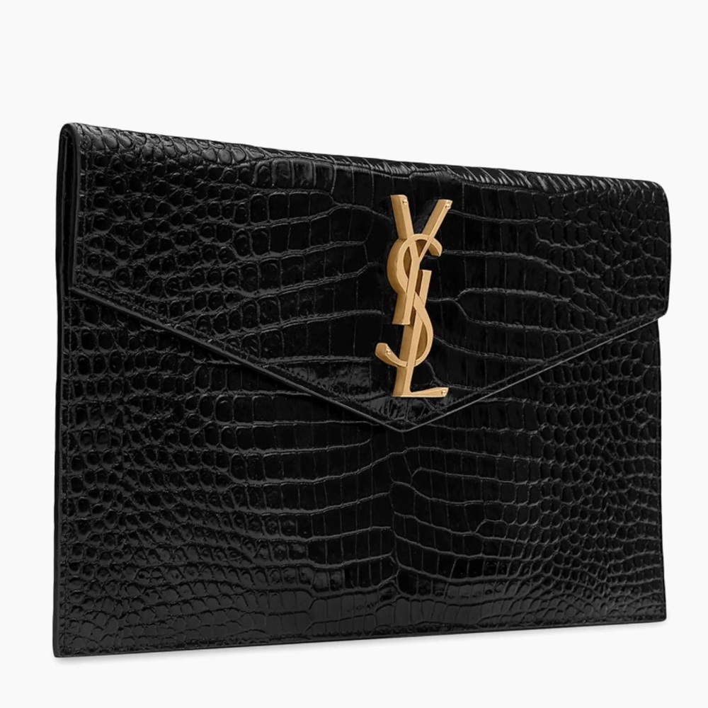 Yves Saint Laurent Uptown YSL Pouch Med Croc-Embossed Leather; Full Inclusion! - Picture 6 of 14
